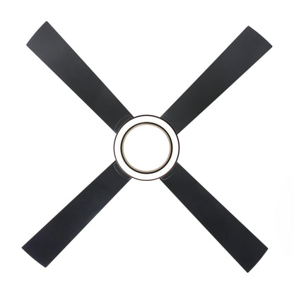 Vaczon 52 Inch 4 Blades DC Motor Modern Downrod Ceiling Fan with LED Light and Remote Control