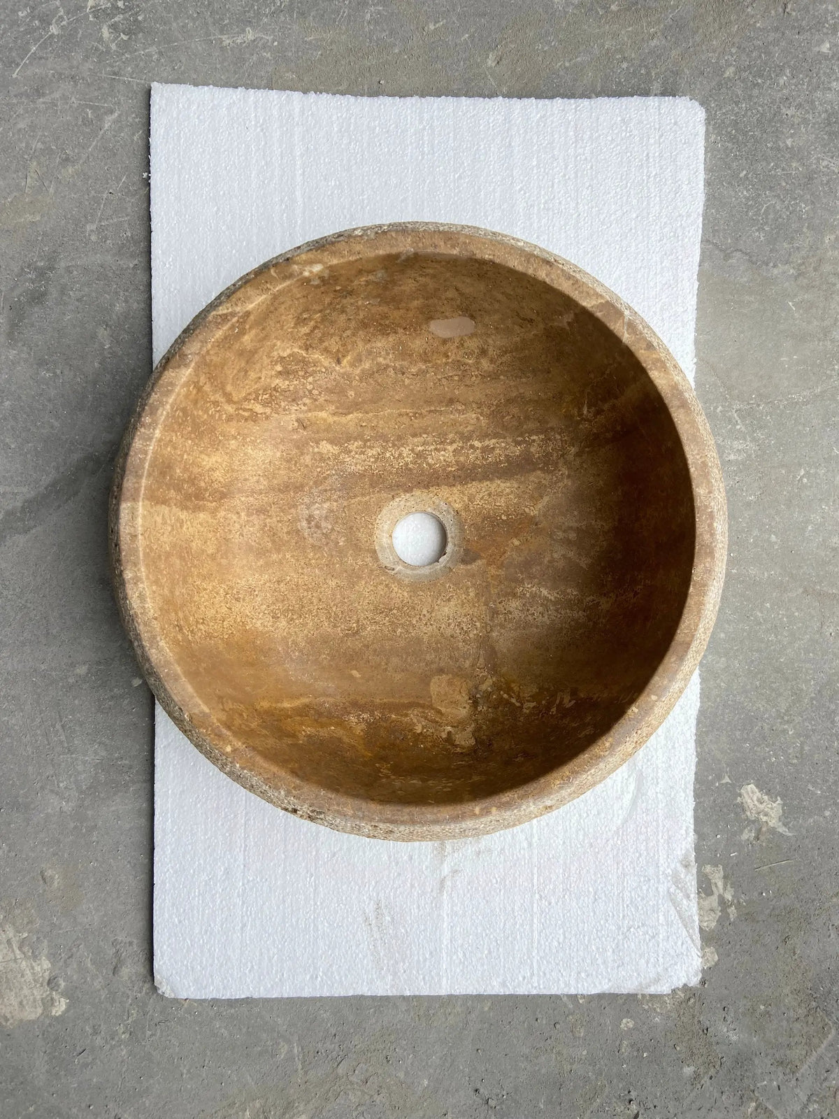 Valencia Travertine Vessel Bathroom Sink 16 Inch Round Honed Sand Blasted