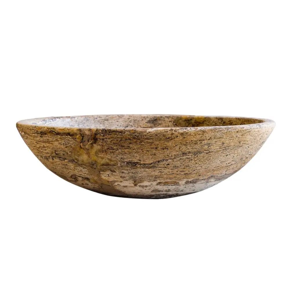 Valencia Travertine Oval Vessel Sink Beige Brown 16 Inches Above Counter