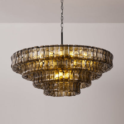 Ghiaccio Layered Glass Chandelier