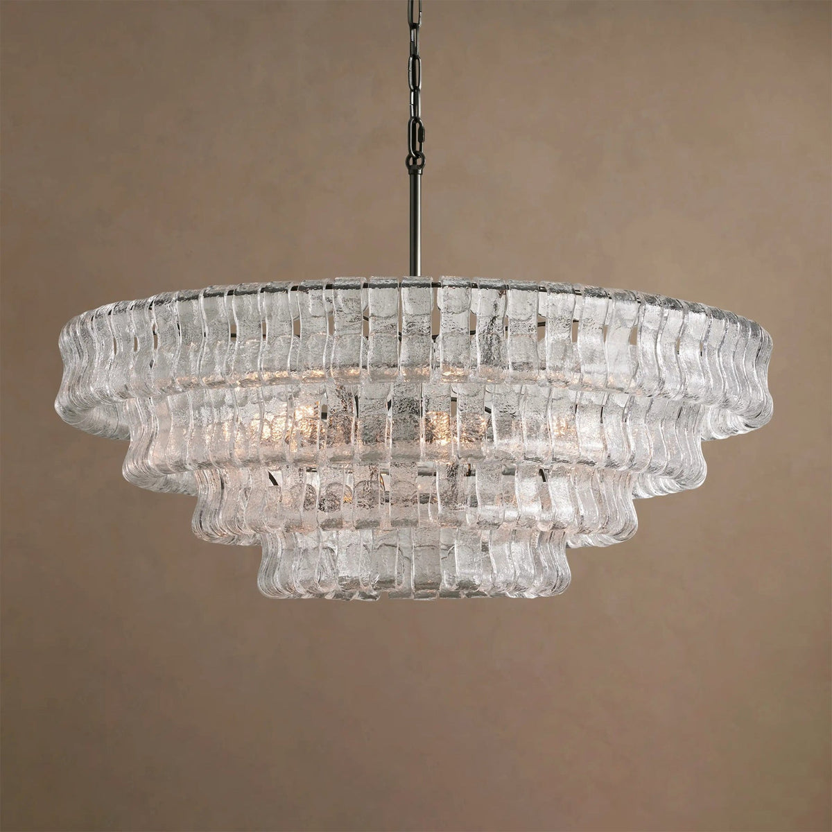 Ghiaccio Layered Glass Chandelier