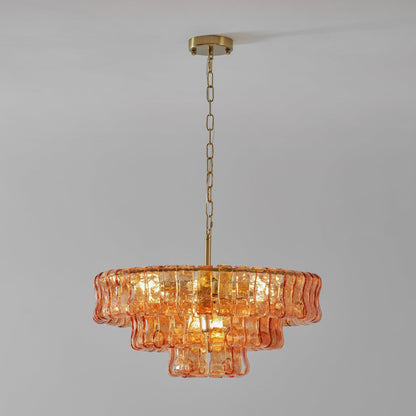 Ghiaccio Layered Glass Chandelier