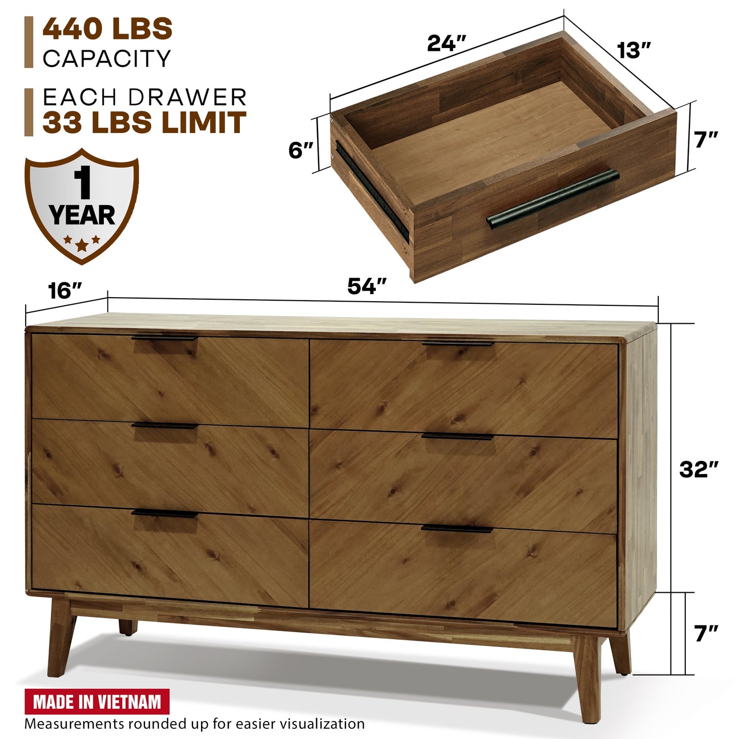 Megsu Veyron 6 Drawers Dresser