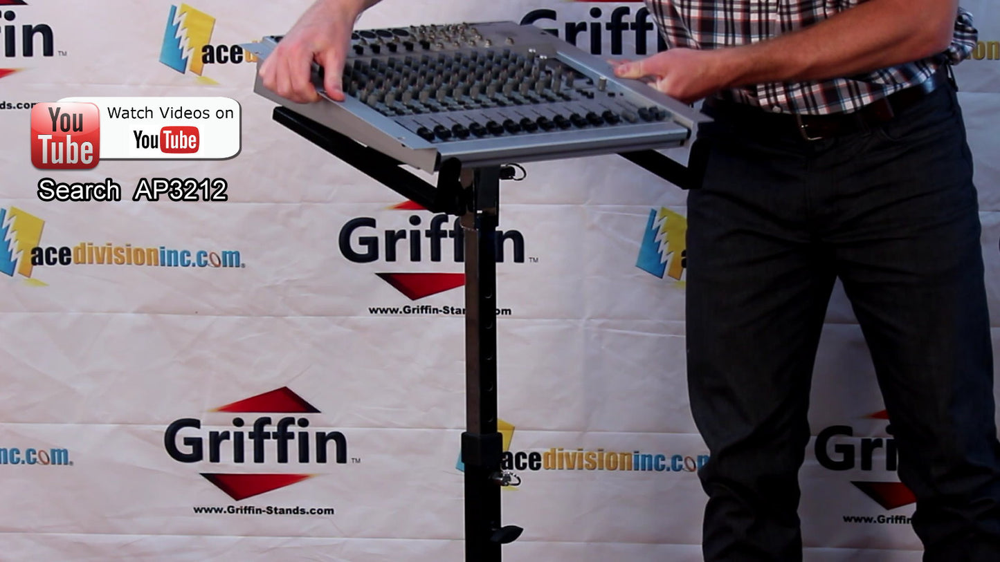 Studio Mixer Stand DJ Cart by GRIFFIN - Rolling Standing Rack On Casters with Adjustable Height - Portable Turntable Holder Mount For Digital Machine