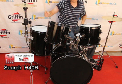 Remote Hi Hat Stand with Foot Pedal by GRIFFIN - Drummers Cable Auxiliary Cymbal High Hat Percussion Hardware with Drum Key - Heavy Duty Sturdy HiHat