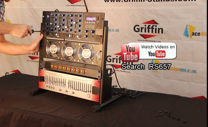 Rack Mount Stand with 10 Spaces by GRIFFIN - Music Studio Recording Equipment Sound Mixer Standing Case & 20 Screws - RackMount Pro Audio Network Amp