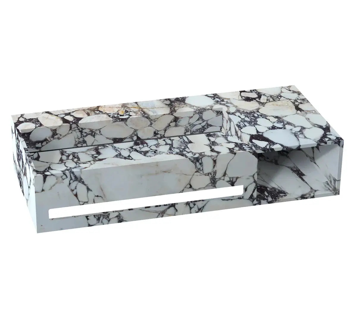 Calacatta Viola Marble Wall Mount Vanity With Towel Shelf And Drawer