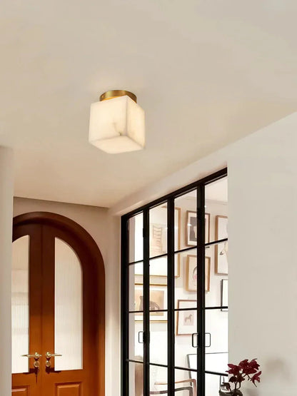 Virelia Alabaster Brass Flush Mount
