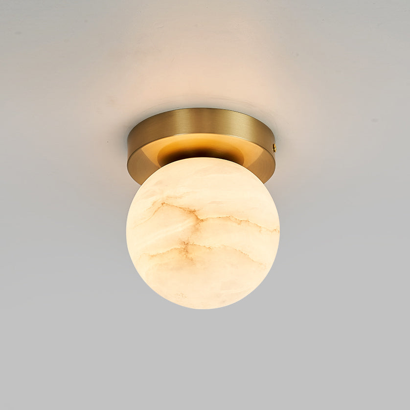 Virelia Alabaster Brass Flush Mount