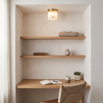 Virelia Alabaster Brass Flush Mount