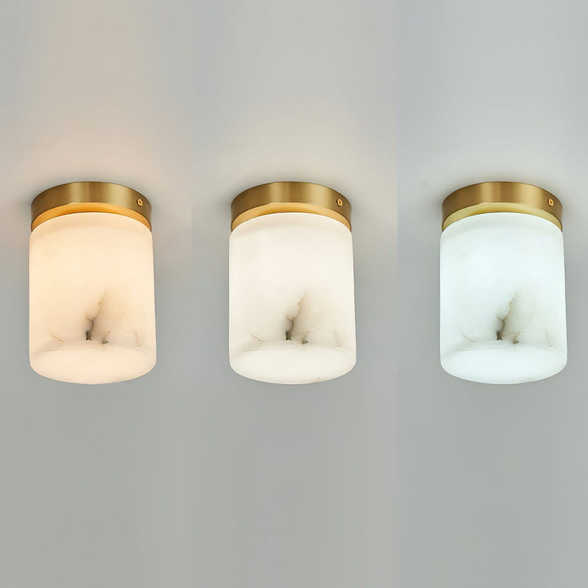 Virelia Alabaster Brass Flush Mount