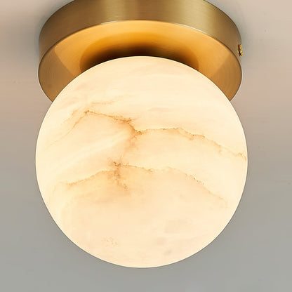 Virelia Alabaster Brass Flush Mount