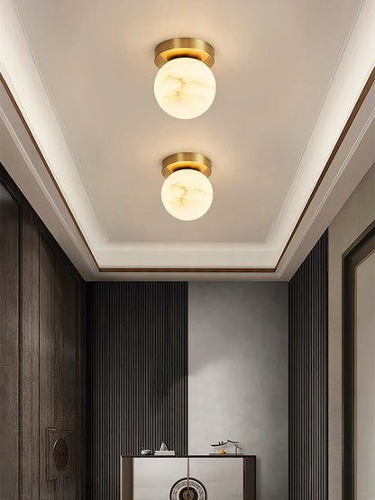 Virelia Alabaster Brass Flush Mount