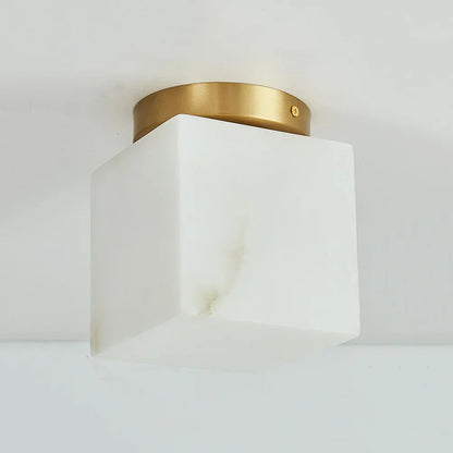 Virelia Alabaster Brass Flush Mount