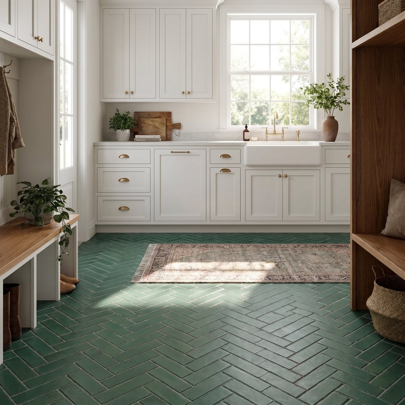 Vision Color Forest Green Anti-Slip Resin Look Porcelain Tiles 3x12