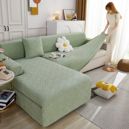 L Shape Sectional Sofa Cover Soft Stretch Furniture Protector Couch Slipcover with 1pcs Free Pillowcases