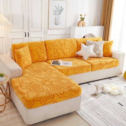 Starry Sky Jacquard Fleece Stretchable Non-Slip Cushion Covers Furniture Covers for L-Shaped Couch