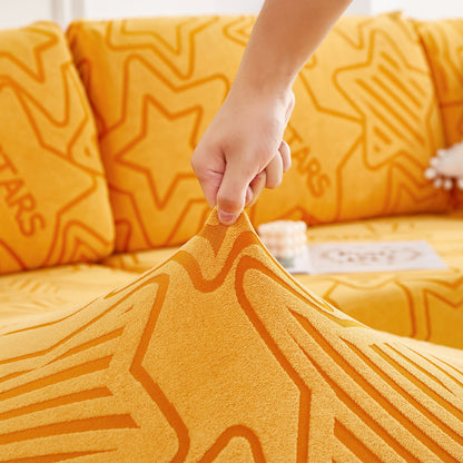 Starry Sky Jacquard Fleece Stretchable Non-Slip Cushion Covers Furniture Covers for L-Shaped Couch
