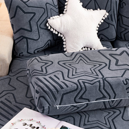 Starry Sky Jacquard Fleece Stretchable Non-Slip Cushion Covers Furniture Covers for L-Shaped Couch