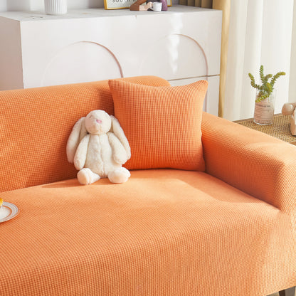 Grid Textured Stretch Sofa Cover, Soft Elastic Slipcover for Couch Protection