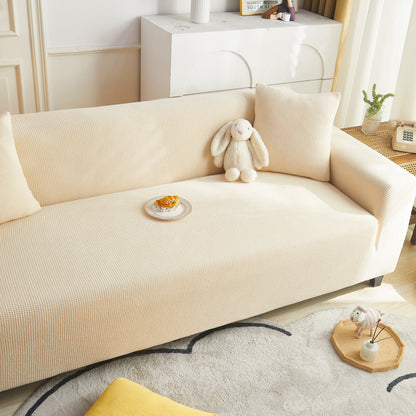 Grid Textured Stretch Sofa Cover, Soft Elastic Slipcover for Couch Protection