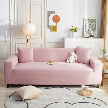 Grid Textured Stretch Sofa Cover, Soft Elastic Slipcover for Couch Protection