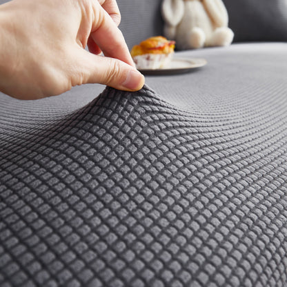 Grid Textured Stretch Sofa Cover, Soft Elastic Slipcover for Couch Protection