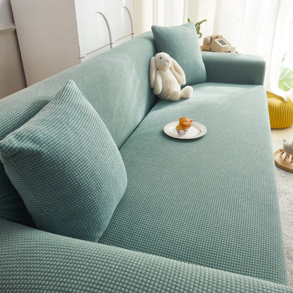 Grid Textured Stretch Sofa Cover, Soft Elastic Slipcover for Couch Protection