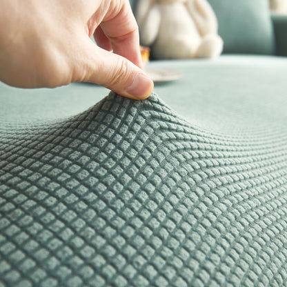 Grid Textured Stretch Sofa Cover, Soft Elastic Slipcover for Couch Protection