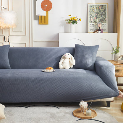 Grid Textured Stretch Sofa Cover, Soft Elastic Slipcover for Couch Protection