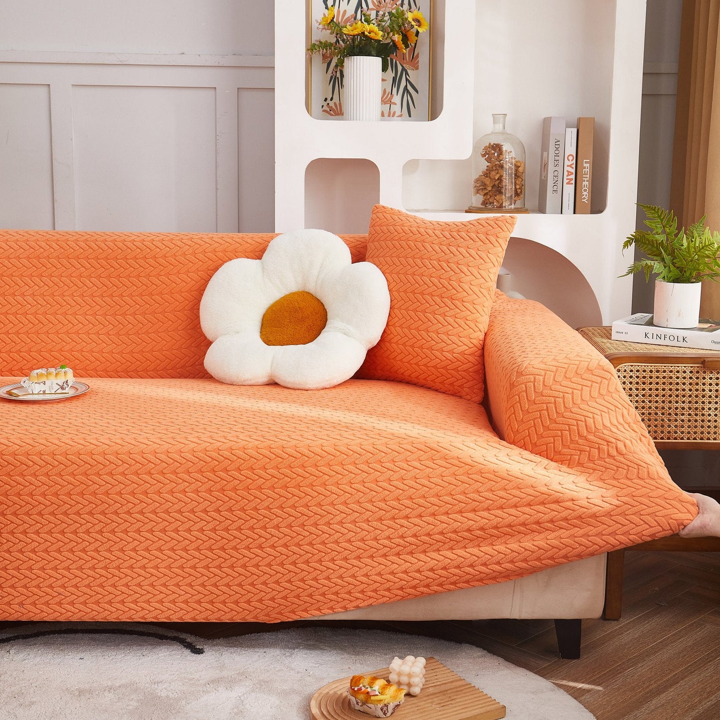 3D Geometric Stretch Sofa Slipcovers Non Slip Pet Friendly Washable Fitted Sofa Covers
