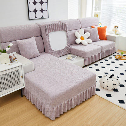 Elastic Skirted Couch Cushion Covers for 1/2/3/4-Seater Sofas, Furniture Protector for Pets, Kids