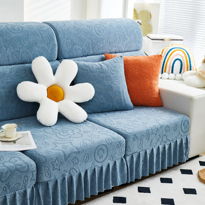 Elastic Skirted Couch Cushion Covers for 1/2/3/4-Seater Sofas, Furniture Protector for Pets, Kids