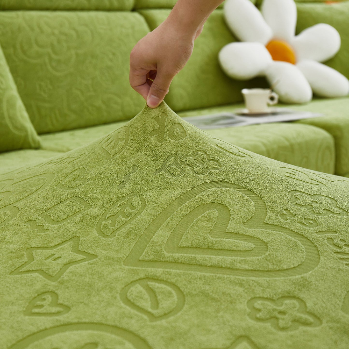 Elastic Skirted Couch Cushion Covers for 1/2/3/4-Seater Sofas, Furniture Protector for Pets, Kids