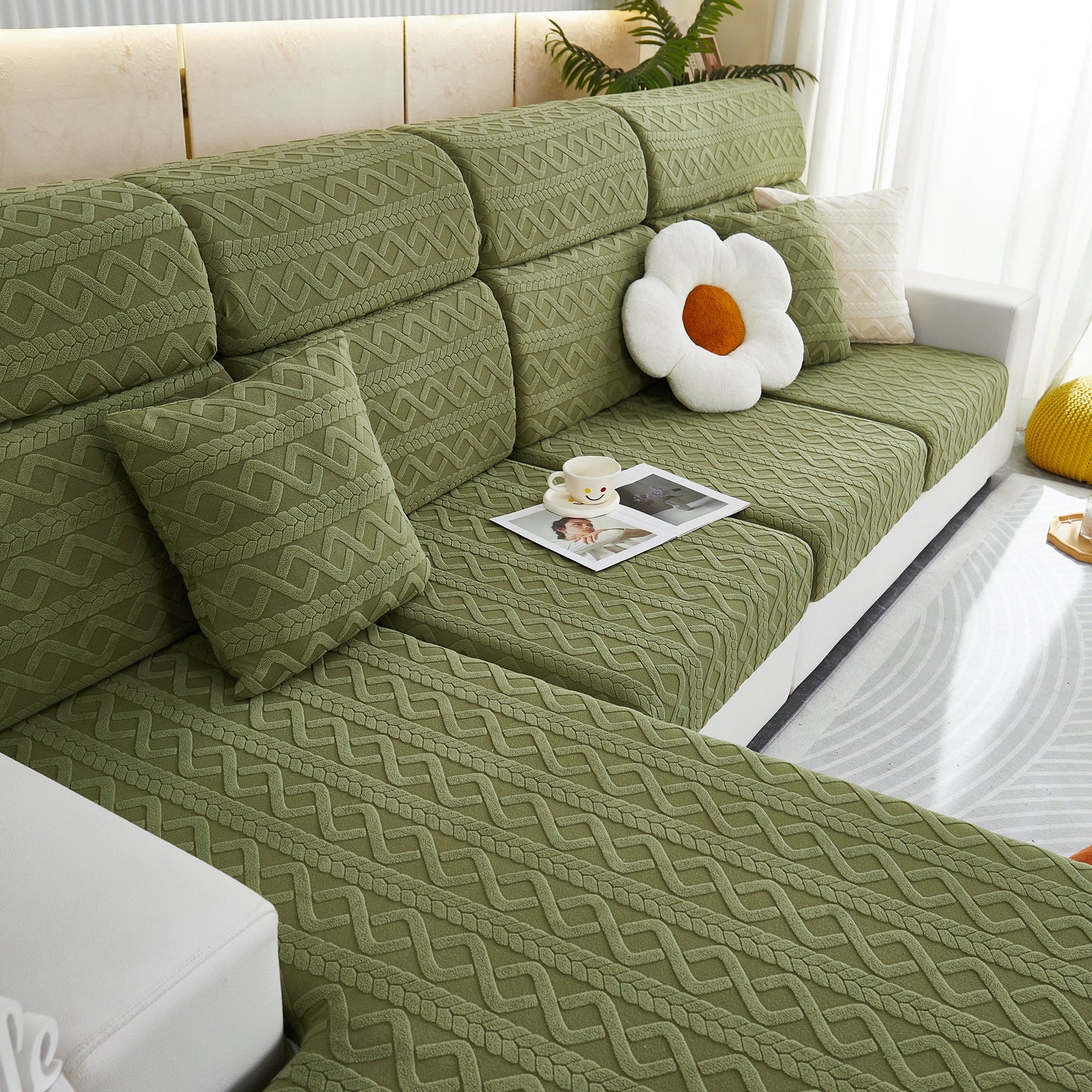 Stretch Couch Seat Cushion Covers, Sofa Slipcover Sofa Cover Soft Flexibility with Elastic Bottom