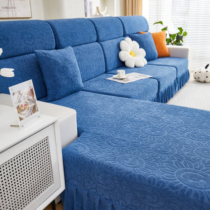 Sofa Seat Cover, Sunflower Patterned Elastic Skirted Couch Cushion Covers for 1/2/3/4-Seater Sofas
