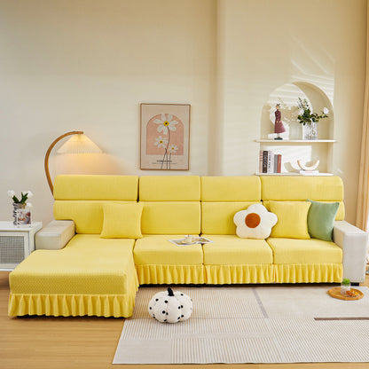 Tailored Sofa Cushion Covers Stretch Couch Seat Covers  with Skirt for Sectional Sofas