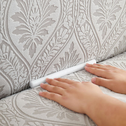 3D Baroque Floral Stretch Sofa Cover Elastic Polar Fleece Couch Slipcover with Straps