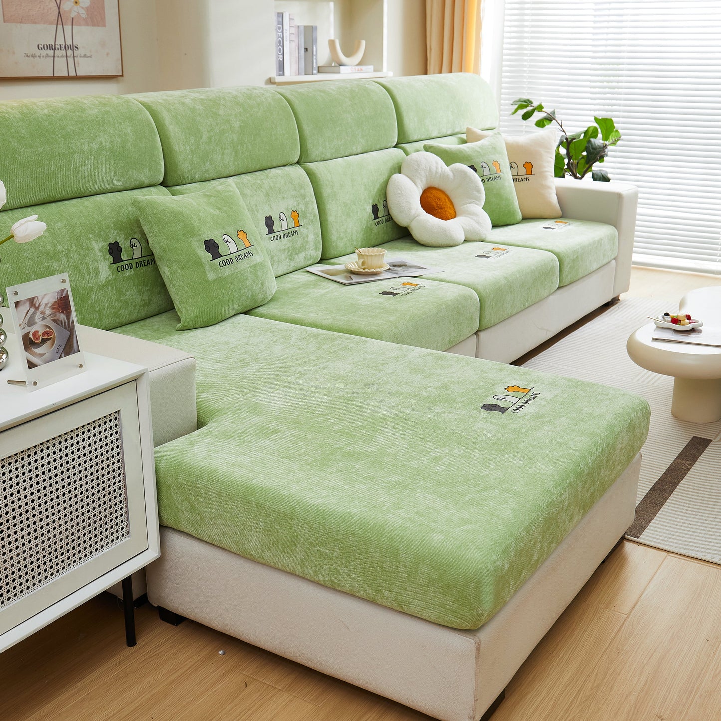 Super Stretch Seat Cushion/Couch Slipcover, Solid Couch Cushion Covers Washable Furniture Protector