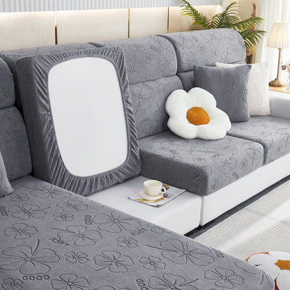 Lucky Clover Slipcover Non-Slip Stretch Jacquard Polar Fleece Sofa Cover for Pets, Cushions, Couches