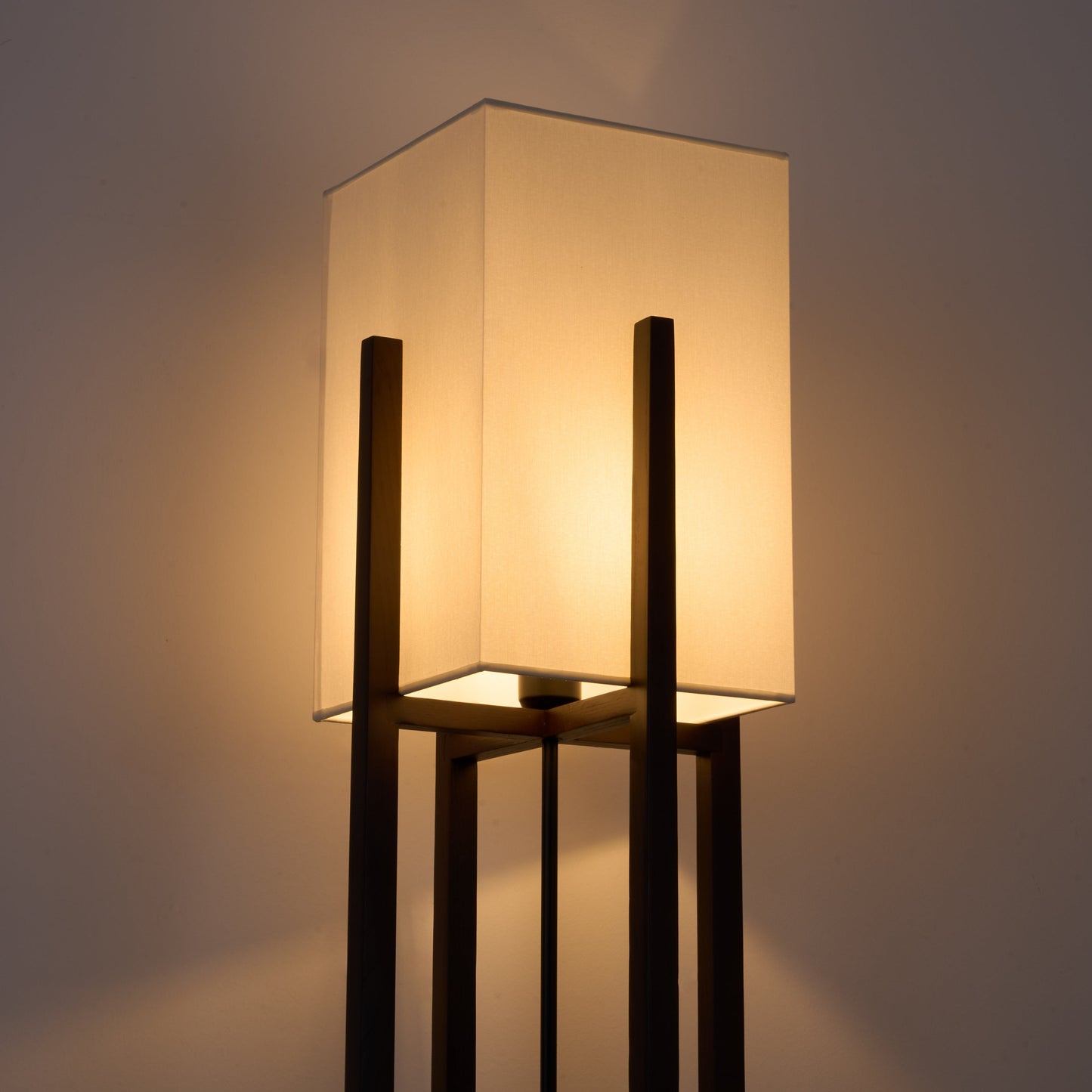 Minimalist Japanese Zen Floor Lamp, Solid Wood Standing Lamp with Soft Fabric Shade