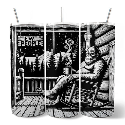 Bigfoot Cabin Life 20oz Personalized Tumbler With Lid and Stainless Steel Straw, Sarcastic Introvert Camping Gift Cup