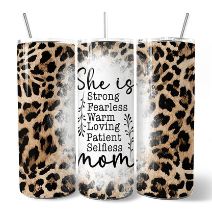 Mother's Day Quote 20oz Personalized Tumbler With Lid and Stainless Steel Straw, Leopard Print Mom Appreciation Gift Cup