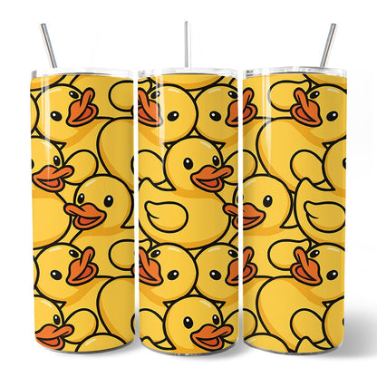 Rubber Ducky Print 20oz Personalized Tumbler With Lid and Stainless Steel Straw, Fun Cartoon Animal Gift Cup