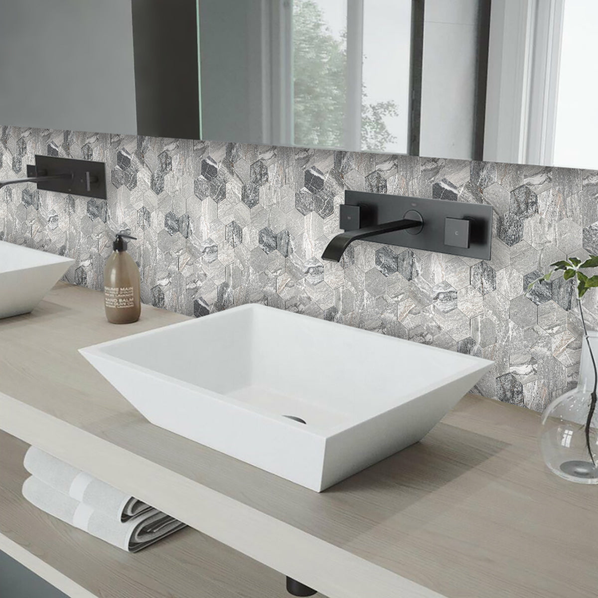 Hexagon Stick Wall Tiles