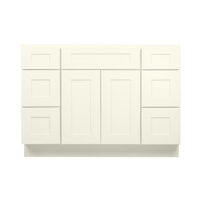 54 Inch Antique White Shaker Single Sink Bathroom Vanity with Drawers