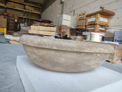 Walnut Travertine Natural Stone Vessel Sink Honed and Filled  (W)17" (L)21" (H)6"