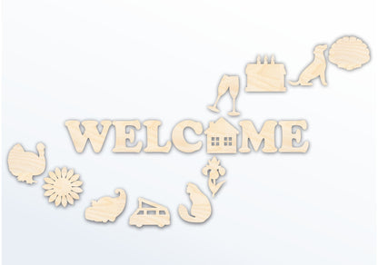 Unfinished Wood Interchangeable Welcome Craft Set - up to 60" DIY