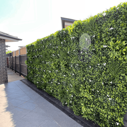 White Oasis Artificial Vertical Garden Green Wall Panel 40×40in 11 SQ FT – UV Resistant – Commercial Grade