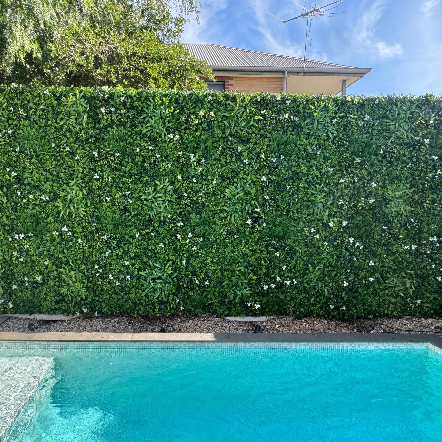 White Oasis Artificial Vertical Garden Green Wall Panel 40×40in 11 SQ FT – UV Resistant – Commercial Grade